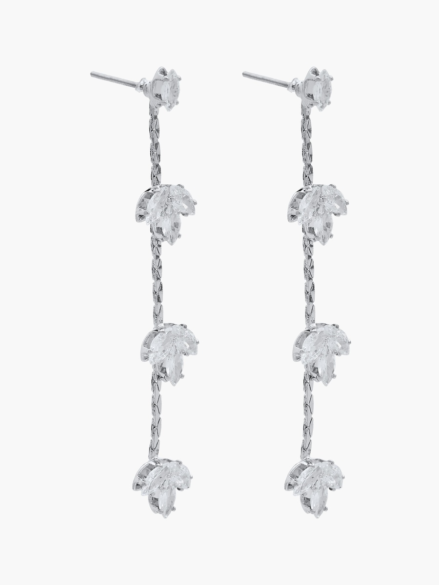 Metallic Cubic Zirconia Embellished Dangler Earrings with Pushback Closure