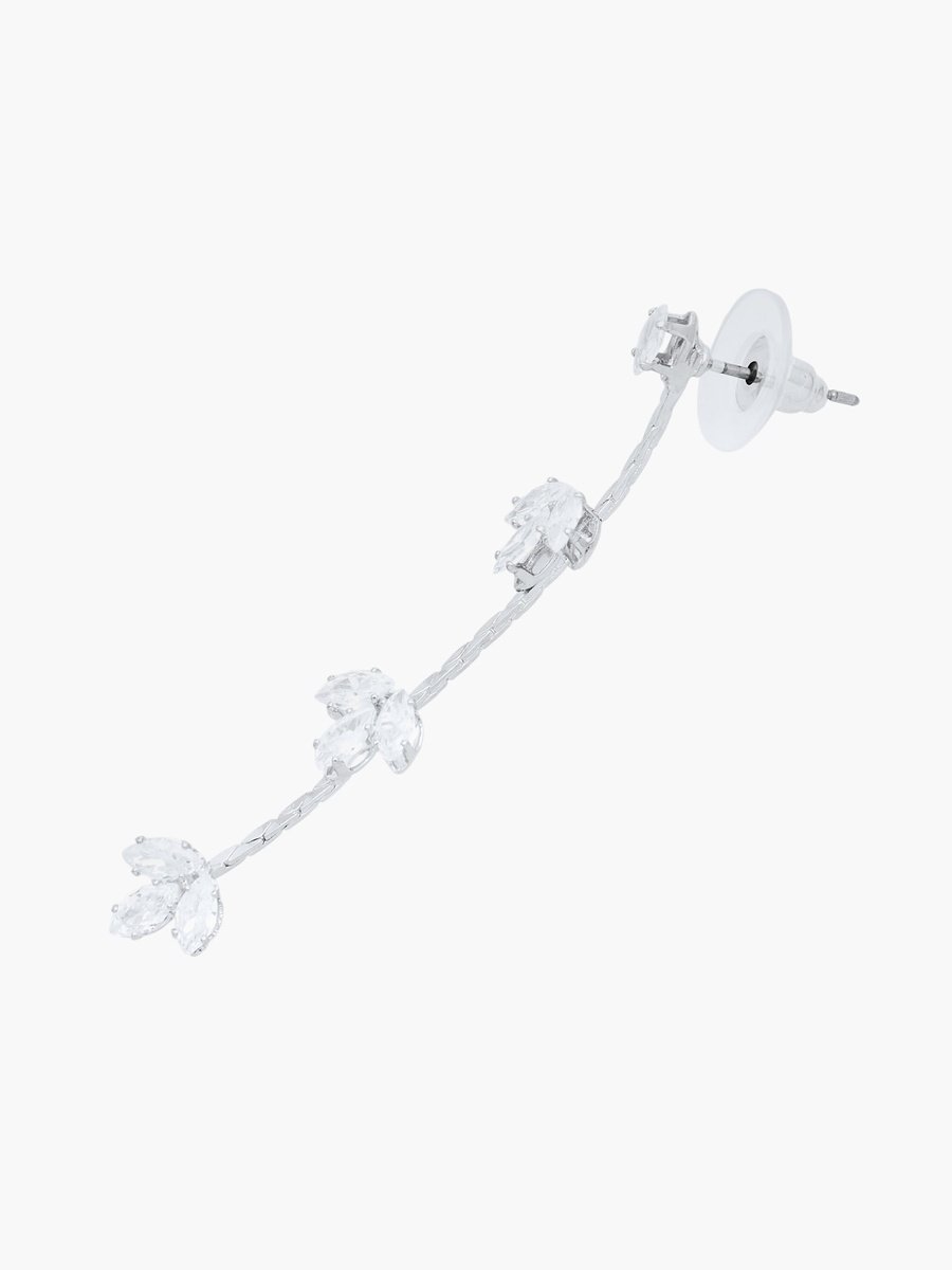 Metallic Cubic Zirconia Embellished Dangler Earrings with Pushback Closure