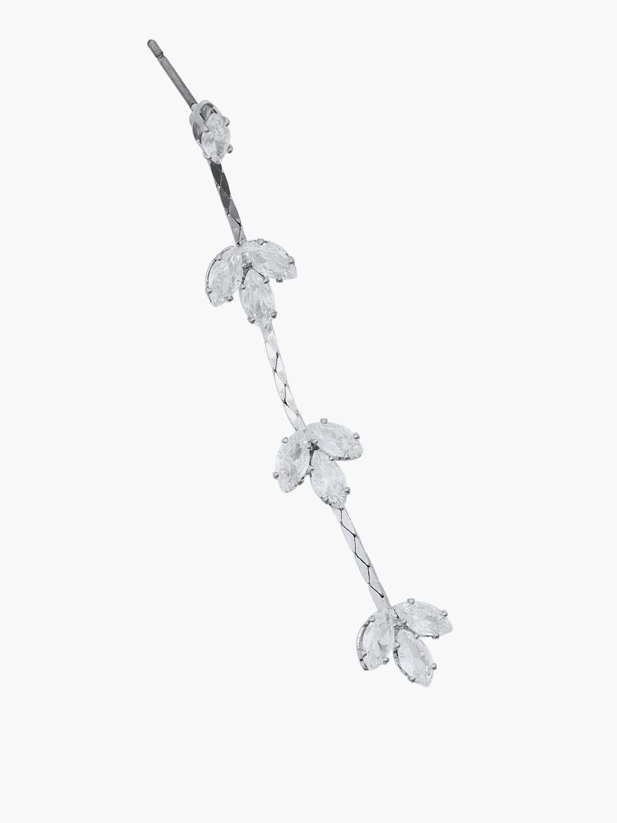 Metallic Cubic Zirconia Embellished Dangler Earrings with Pushback Closure
