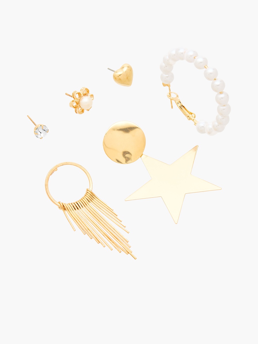 Pack of 6 Gold Tone Assorted Earrings