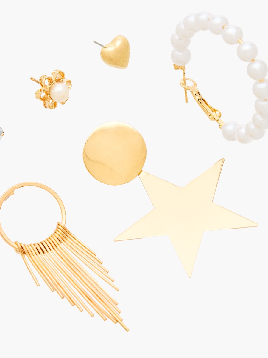 Pack of 6 Gold Tone Assorted Earrings
