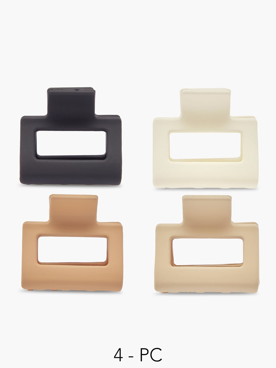 Pack of 4 Rectangular Hair Clamp with Matte Design