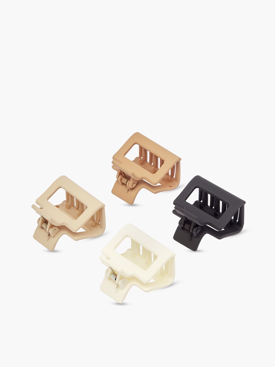 Pack of 4 Rectangular Hair Clamp with Matte Design