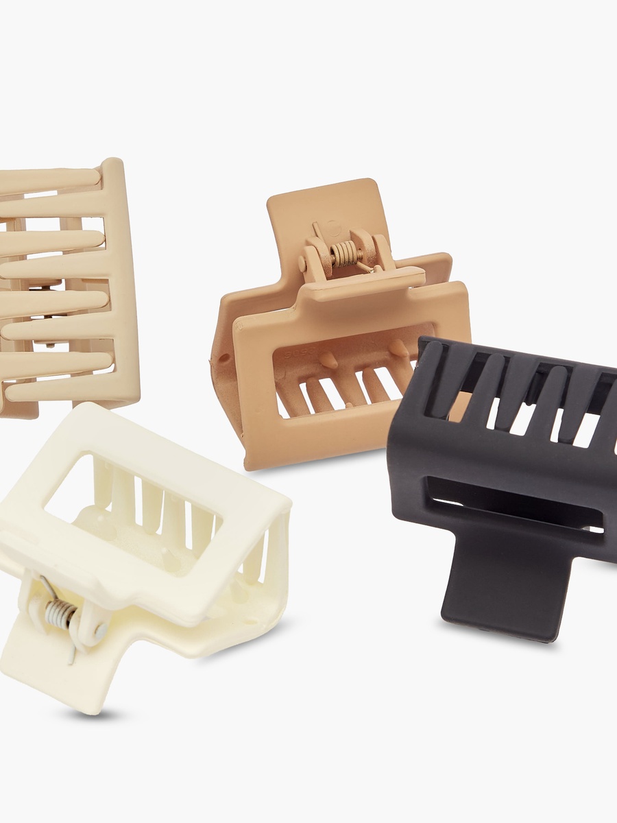 Pack of 4 Rectangular Hair Clamp with Matte Design