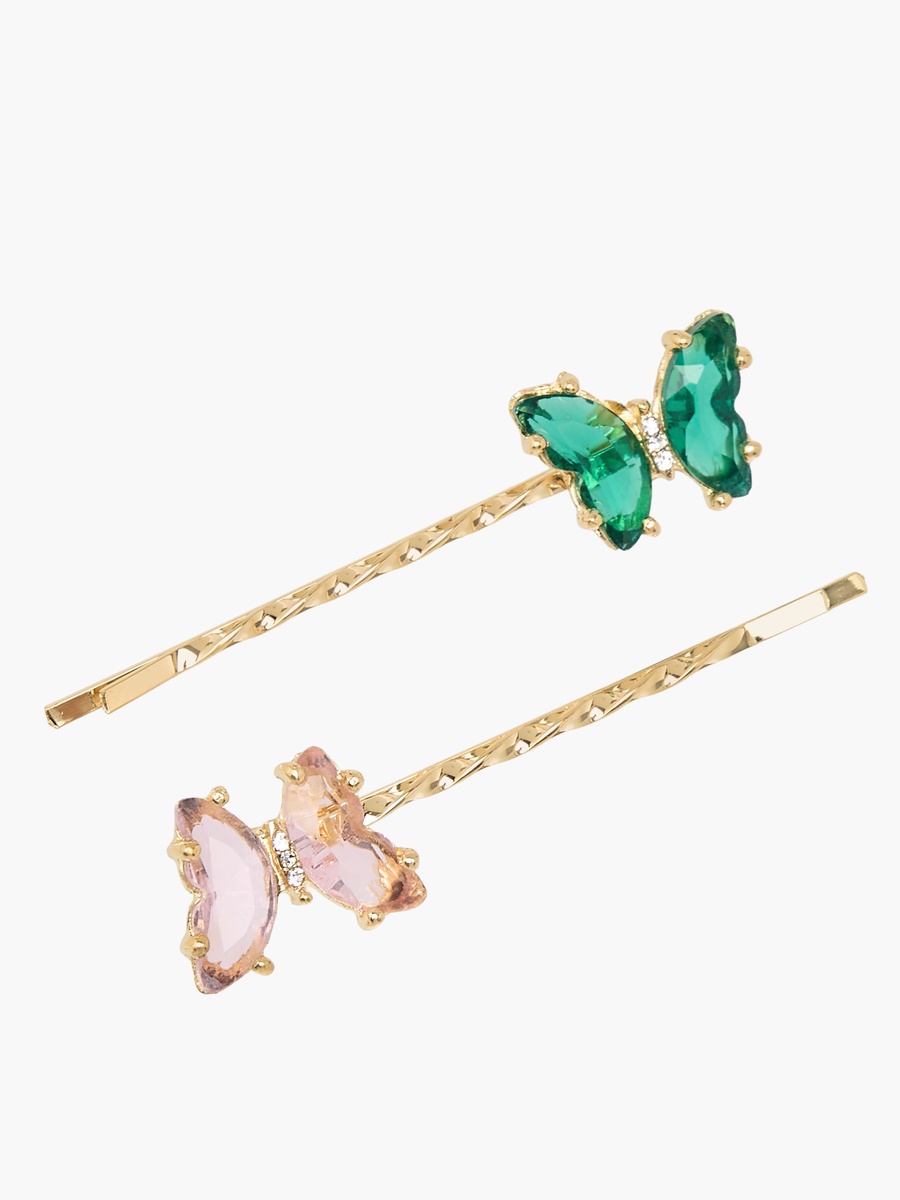 طقم دبابيس شعر مزينة بفراشة – قطعتين