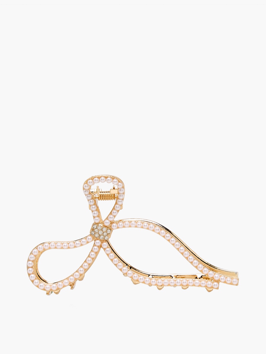 Bow Hair Clamp with Pearl Embellished Design