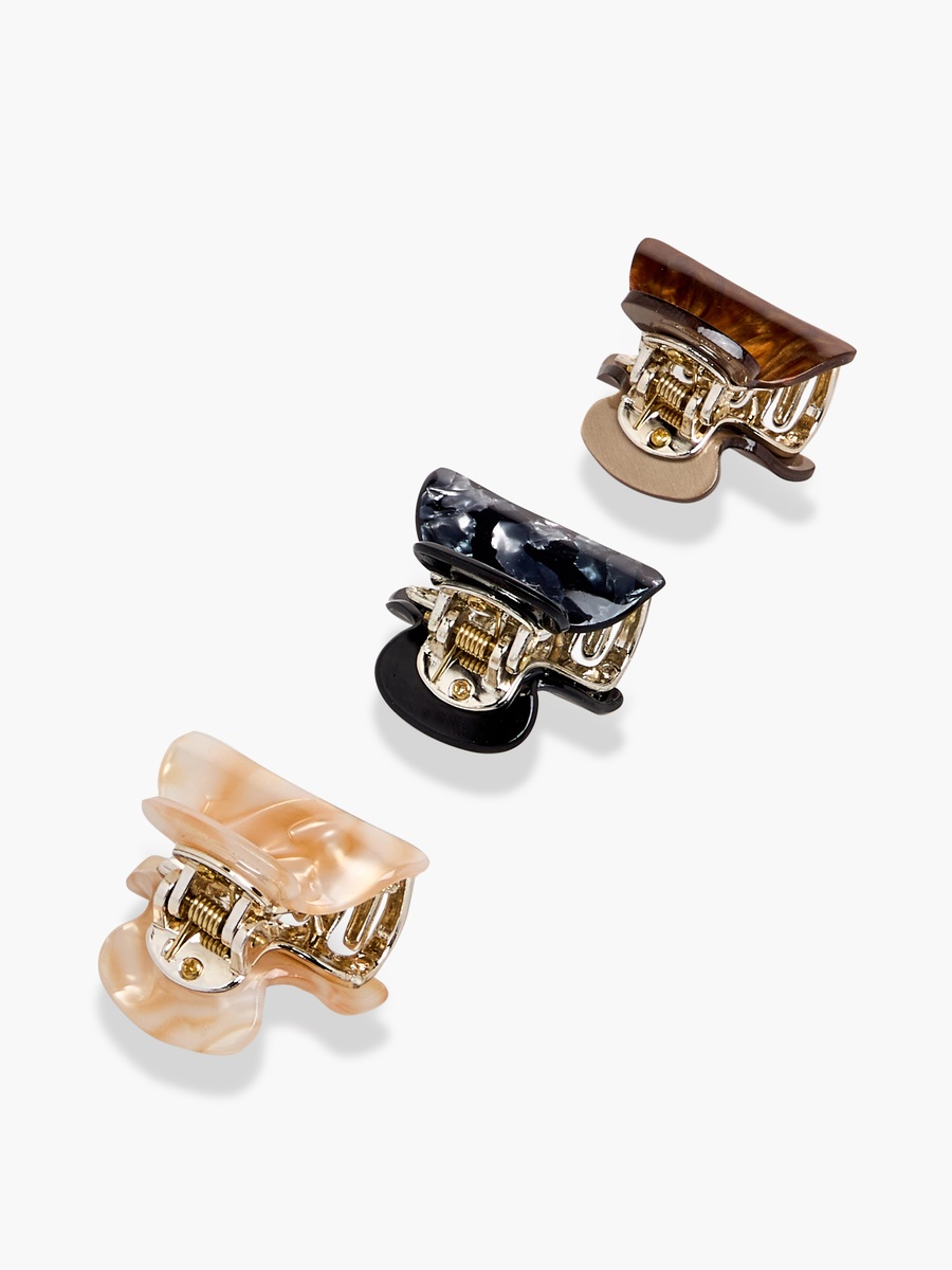 Pack of 3 Curved Hair Clamp with Marble Finish