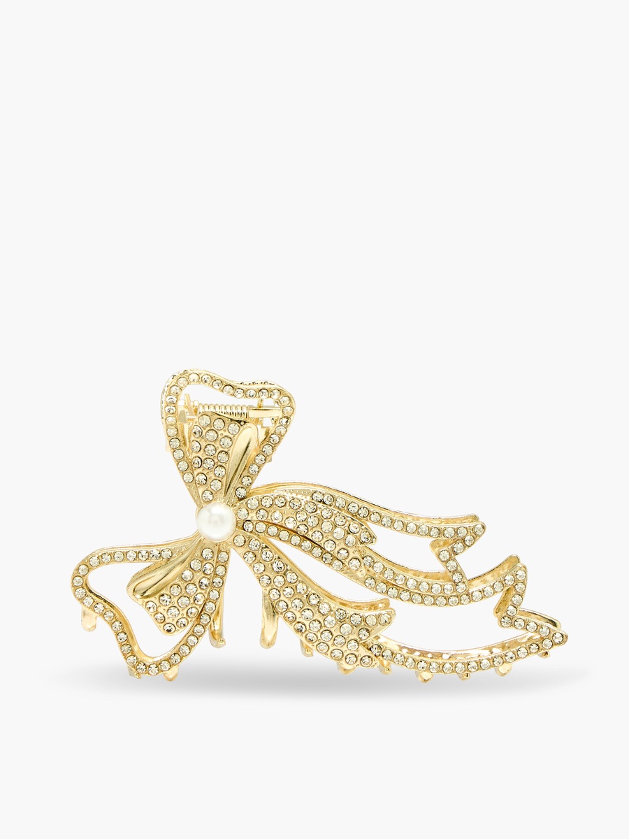 Bow Shape Hair Clamp with Stone Embellishments