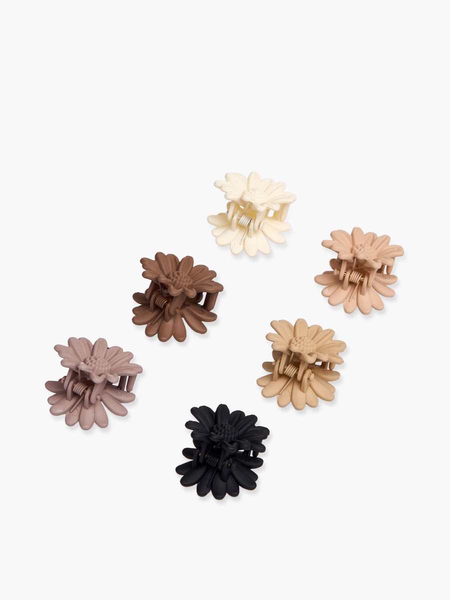 Pack of 6 Floral Shaped Hair Clamp with Textured Design