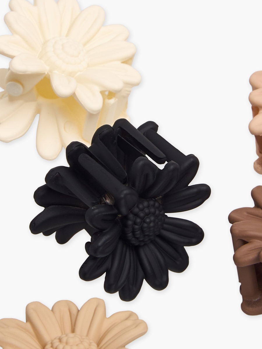 Pack of 6 Floral Shaped Hair Clamp with Textured Design