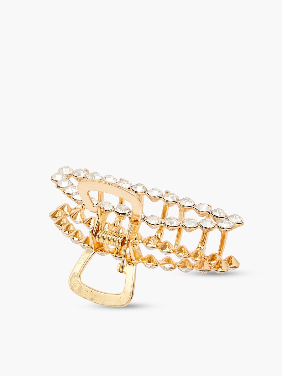 Curved Hair Clamp with Stone Embellishment