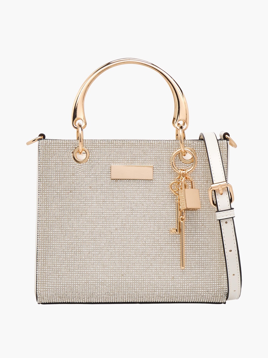 Tia Embellished Satchel Bag with Bag Charms