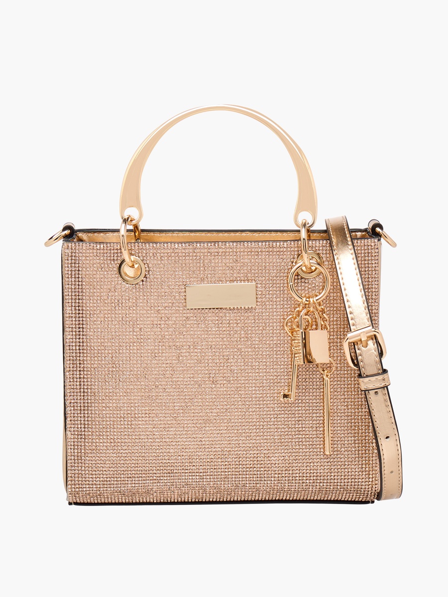 Tia Embellished Satchel Bag with Bag Charms