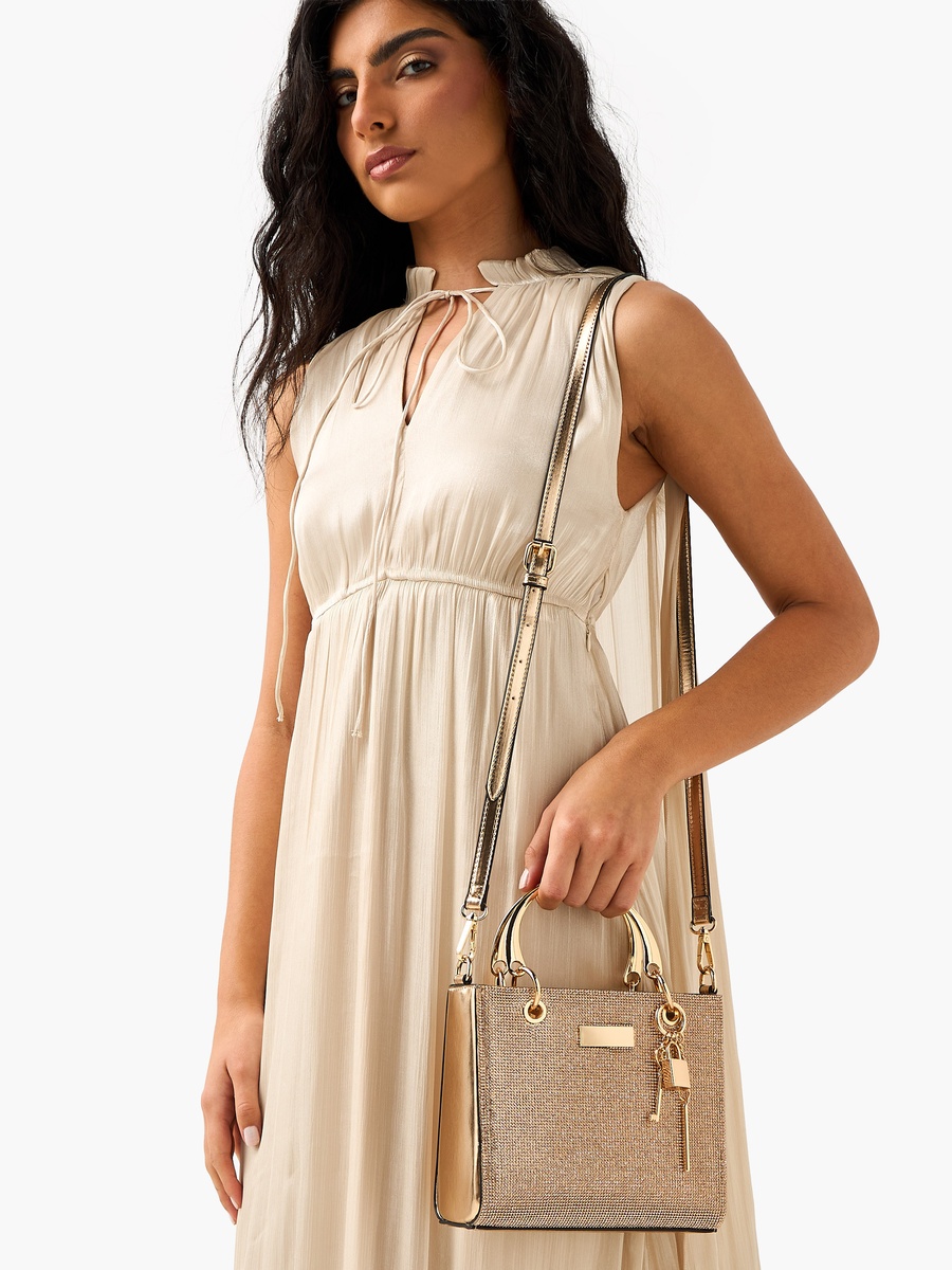 Tia Embellished Satchel Bag with Bag Charms