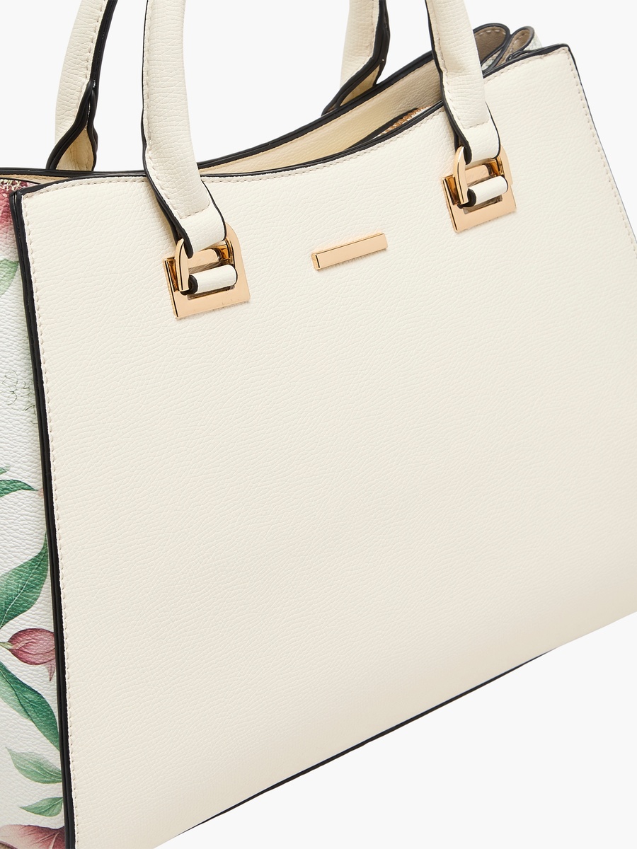 Jul Floral Panel Tote Bag with Double Handles