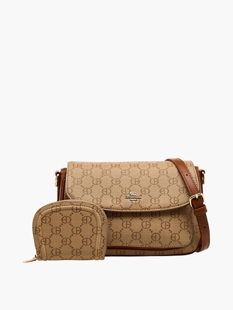 Monogram Print Crossbody Bag with Wallet