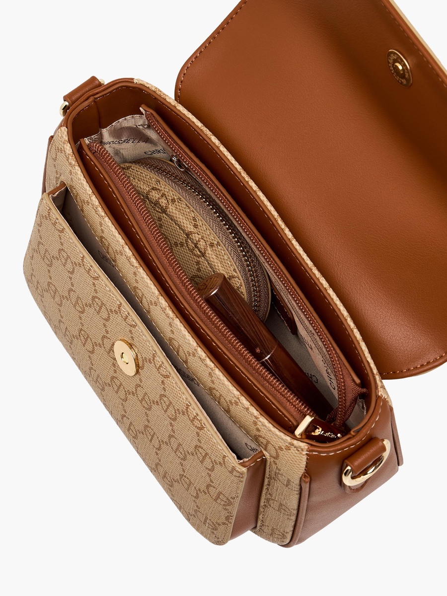 Monogram Print Crossbody Bag with Wallet