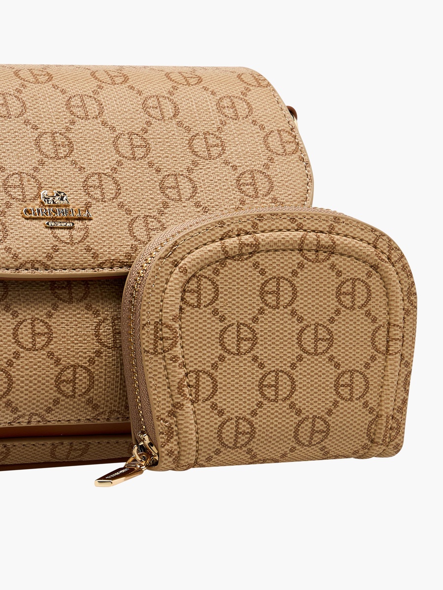 Monogram Print Crossbody Bag with Wallet