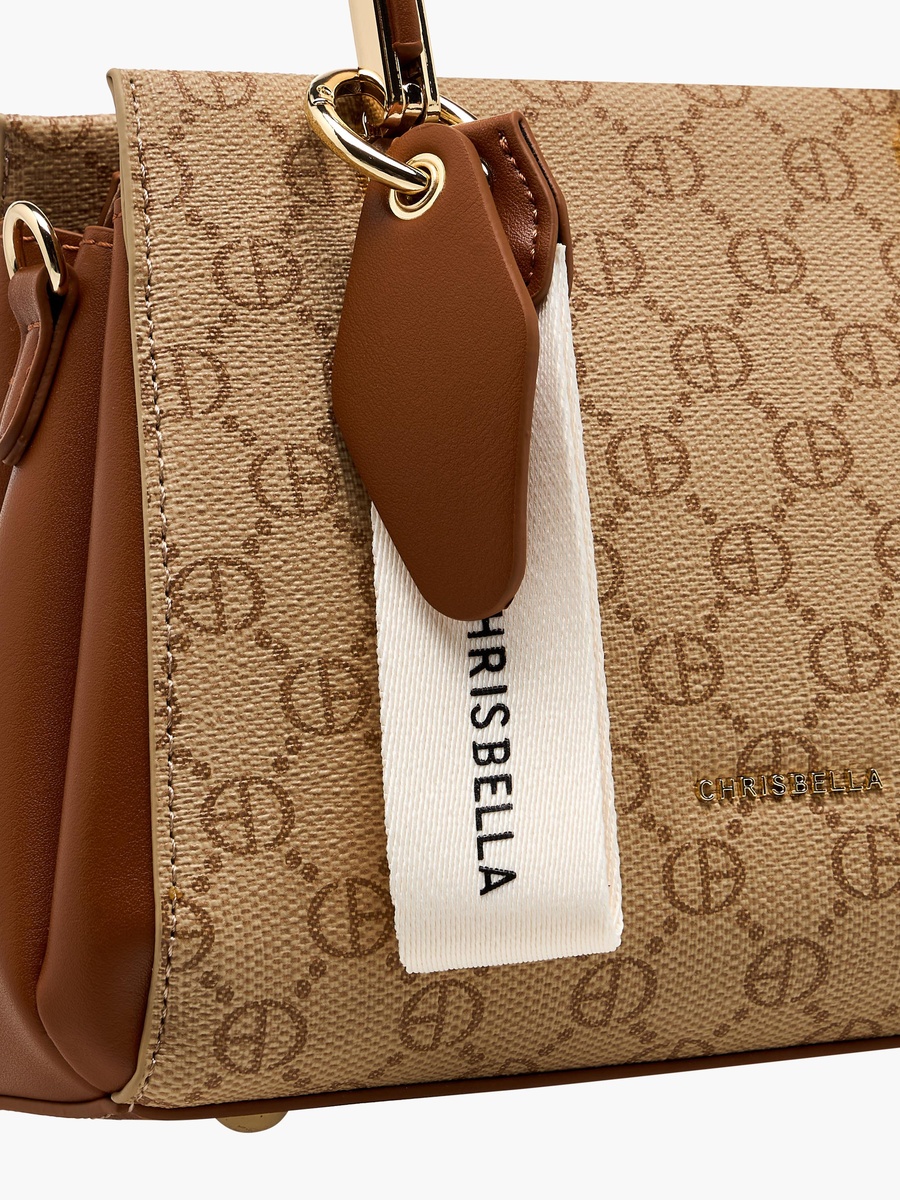 Monogram Print Satchel Bag with Wallet