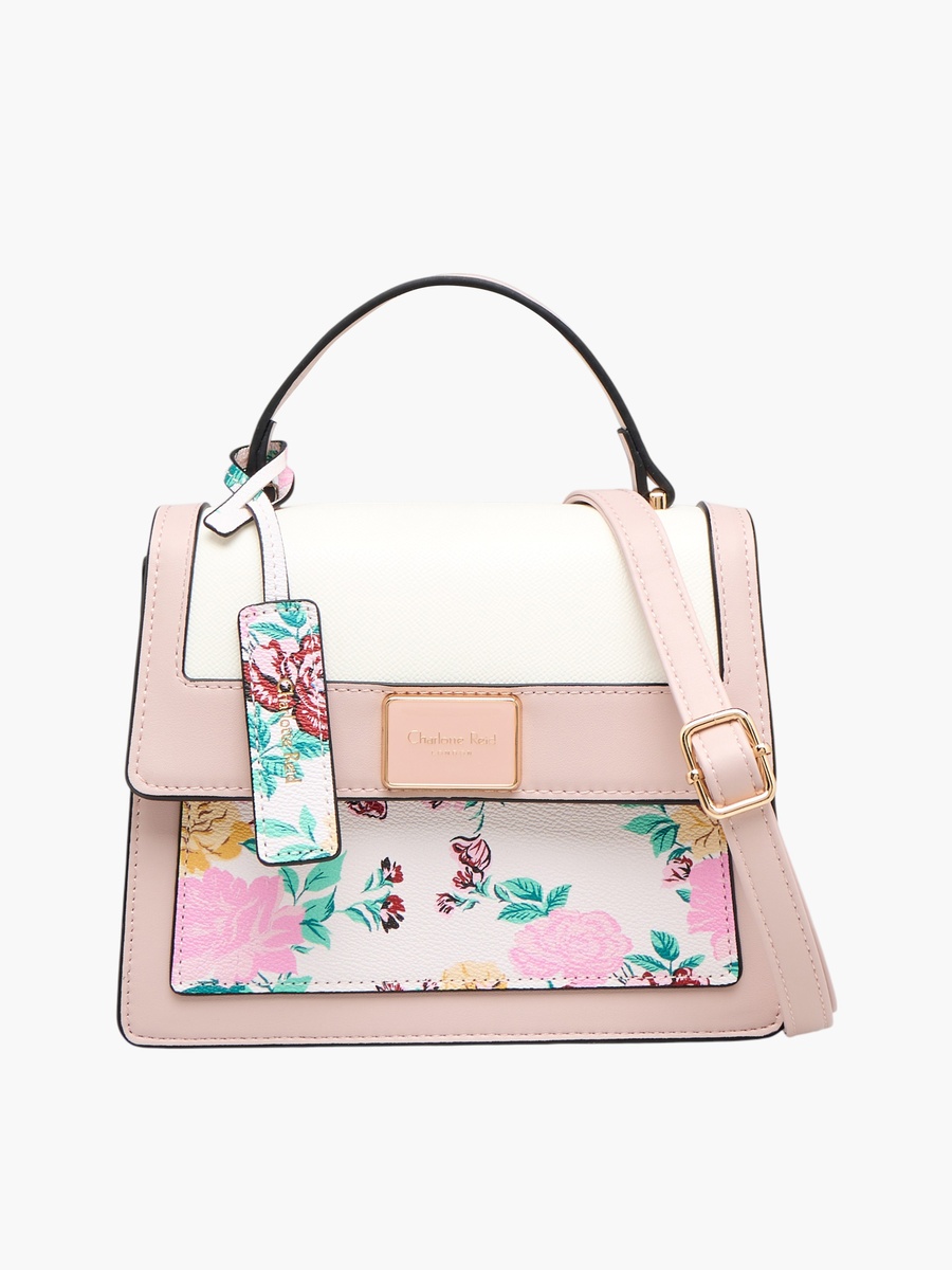 Floral Print Crossbody Bag with Top Handle