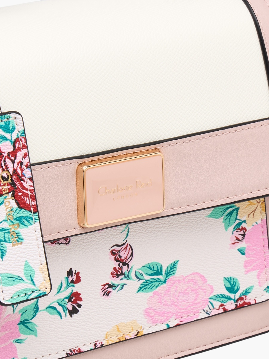 Floral Print Crossbody Bag with Top Handle