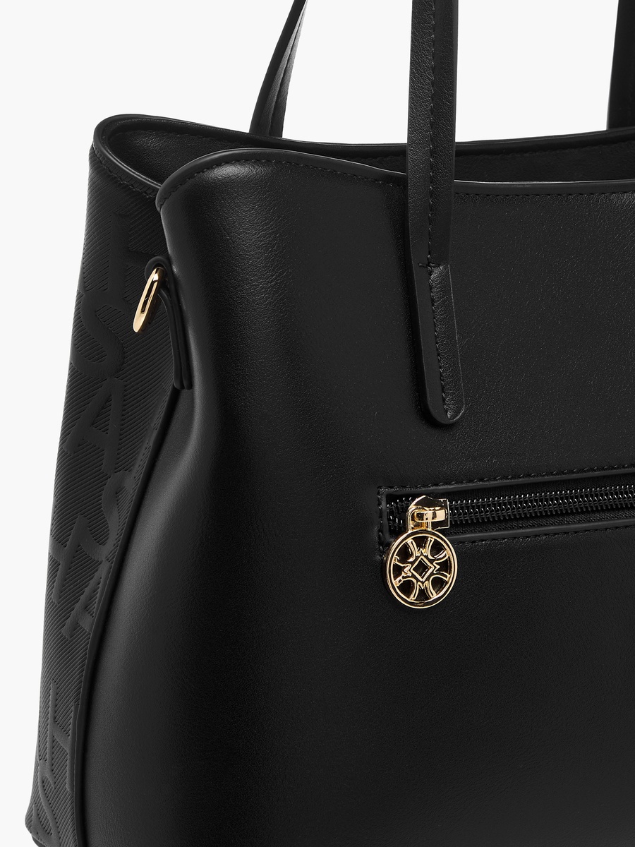 Kodes Monogram Embossed Tote Bag with Detachable Strap