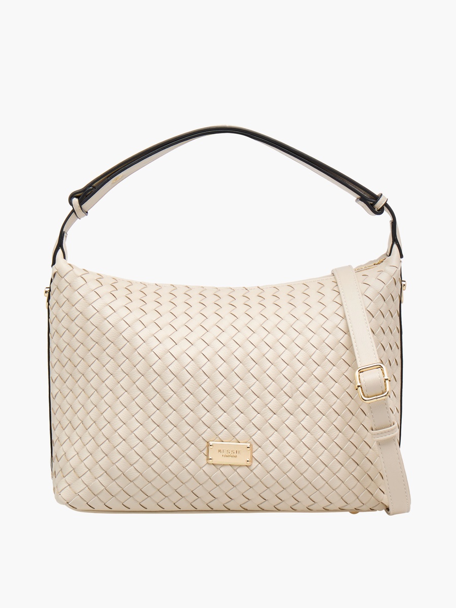 Braided Shoulder Bag with Zip Closure