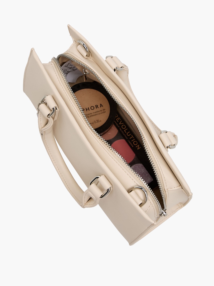 East West Solid Tote Bag with Detachable Strap