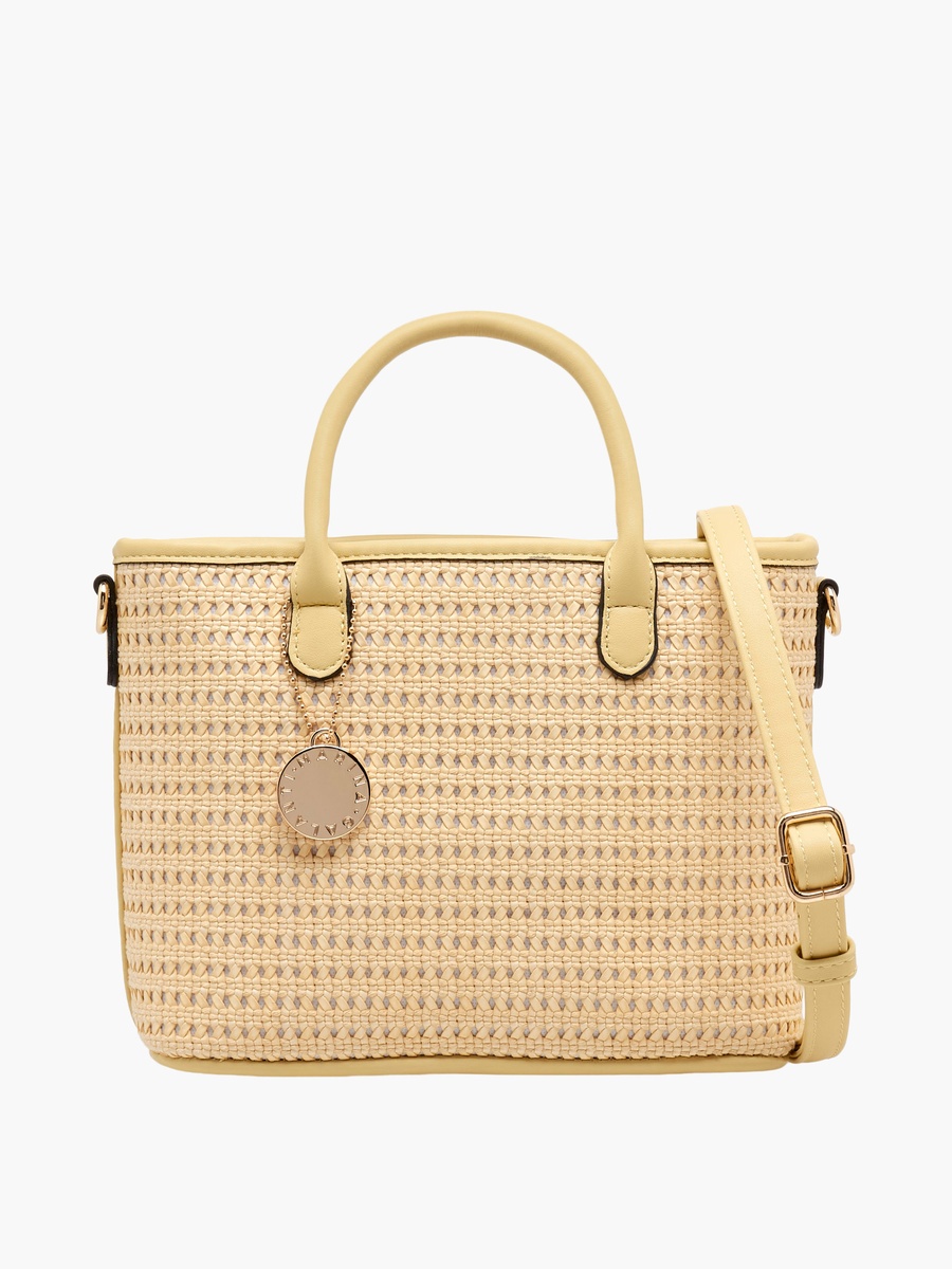 Textured Tote Bag with Detachable Strap