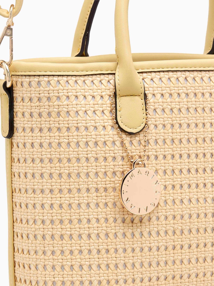 Textured Tote Bag with Detachable Strap
