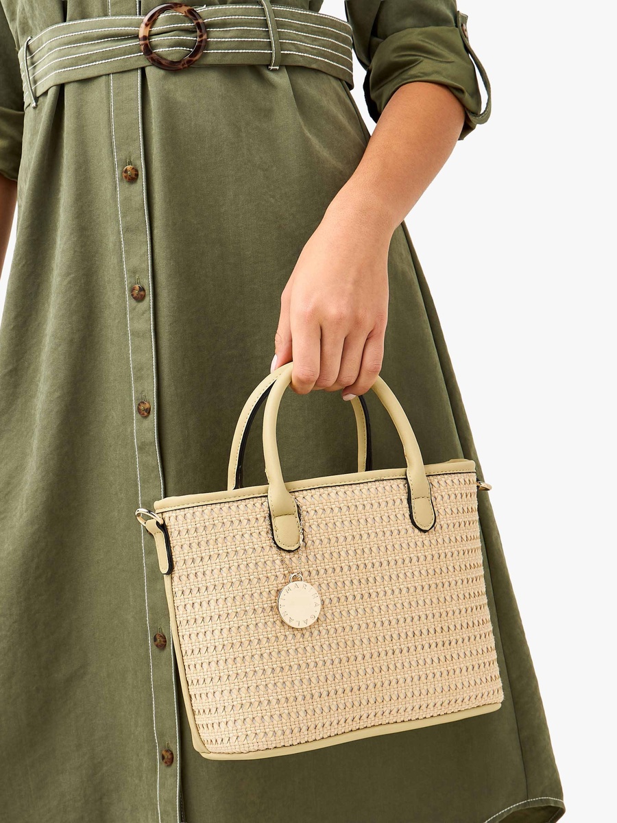 Textured Tote Bag with Detachable Strap