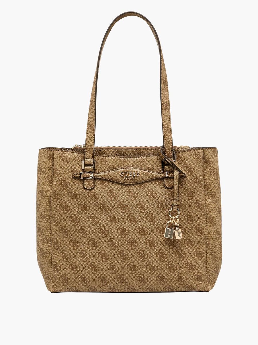 Katya Monogram Textured Tote Bag with Double Handle