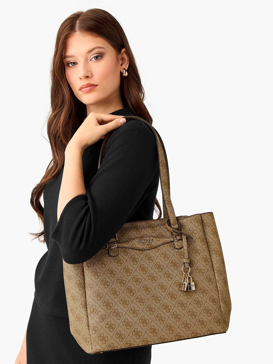 Katya Monogram Textured Tote Bag with Double Handle