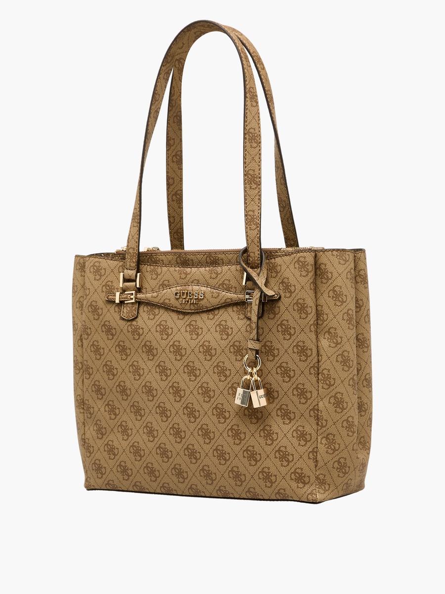 Katya Monogram Textured Tote Bag with Double Handle
