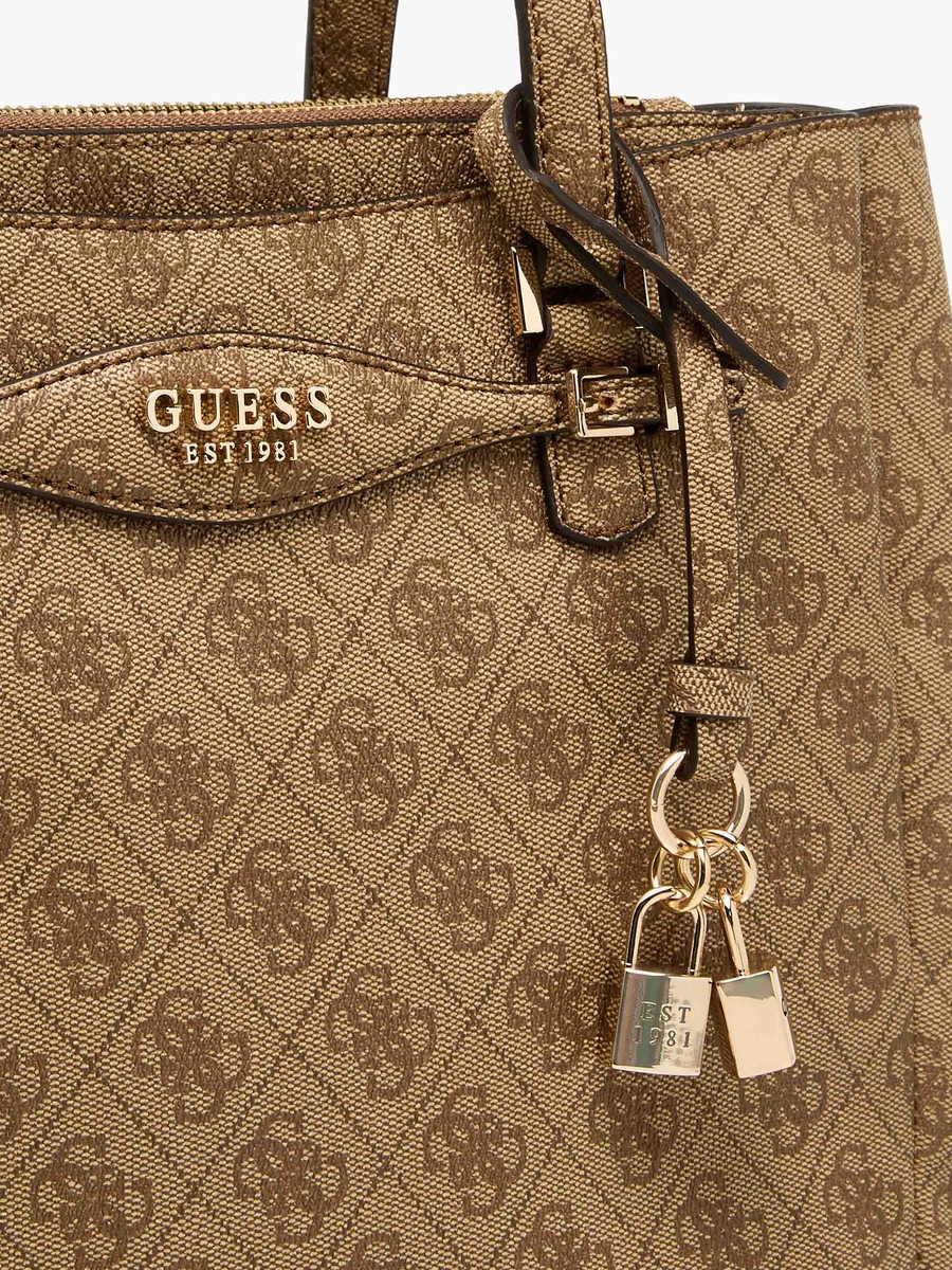 Katya Monogram Textured Tote Bag with Double Handle