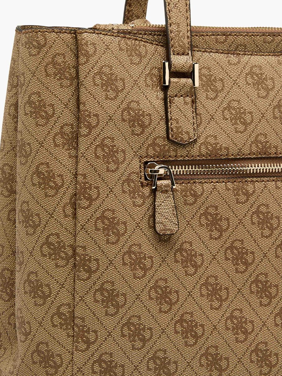 Katya Monogram Textured Tote Bag with Double Handle