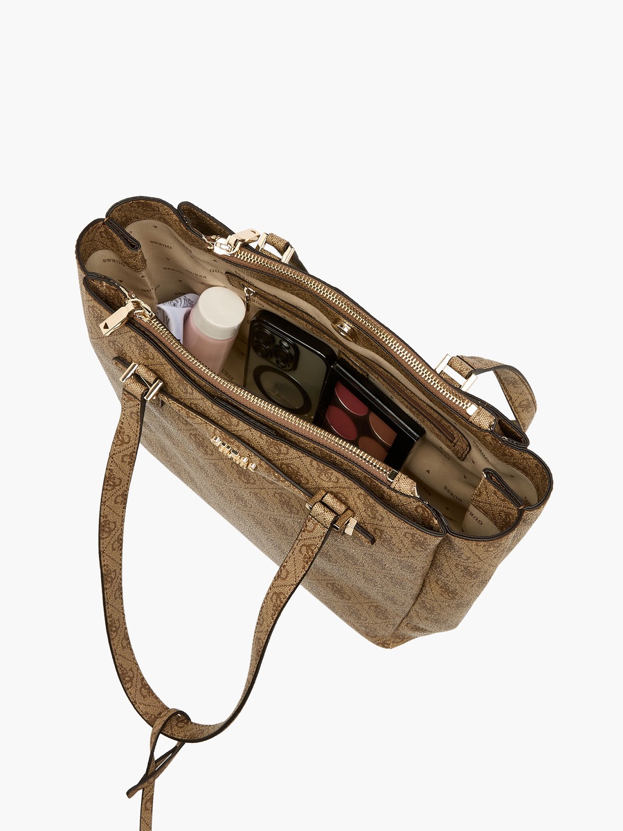 Katya Monogram Textured Tote Bag with Double Handle