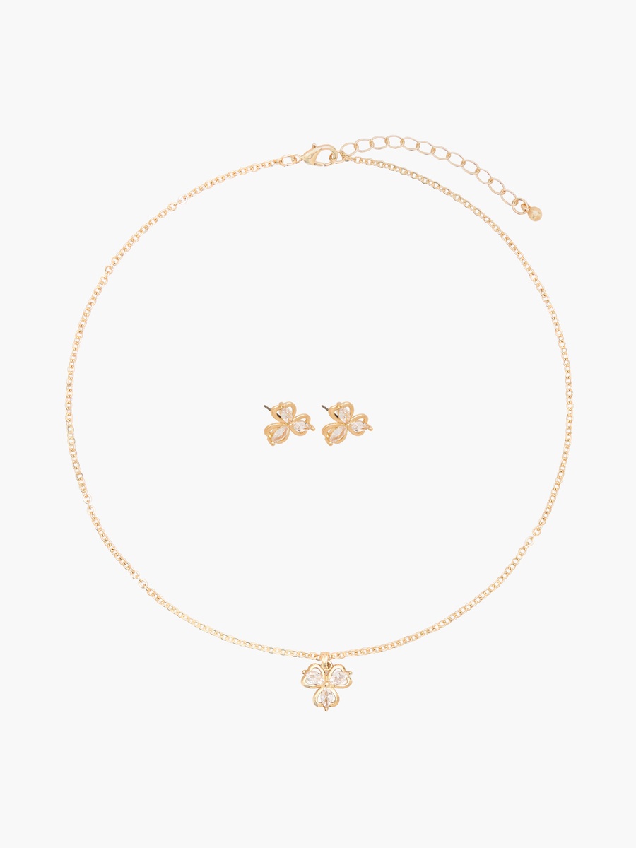 Set of 2 - Stone Embellished Necklace and Earrings