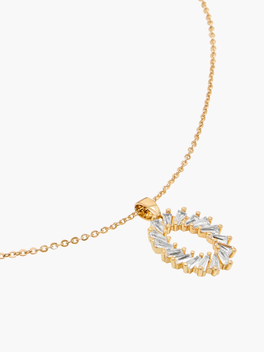 Set of 2 Cubic Zirconia Embellished Metal Necklace and Earrings
