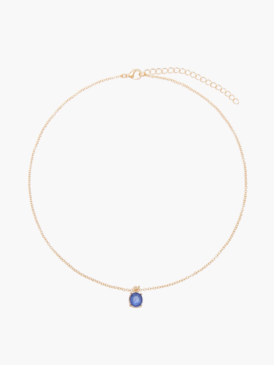 Set of 2 - Gold Tone Stone Embellished Pendant Necklace and Earrings