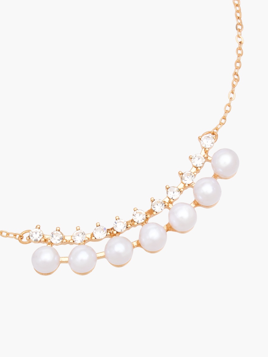 Metal Pearl Detail Necklace