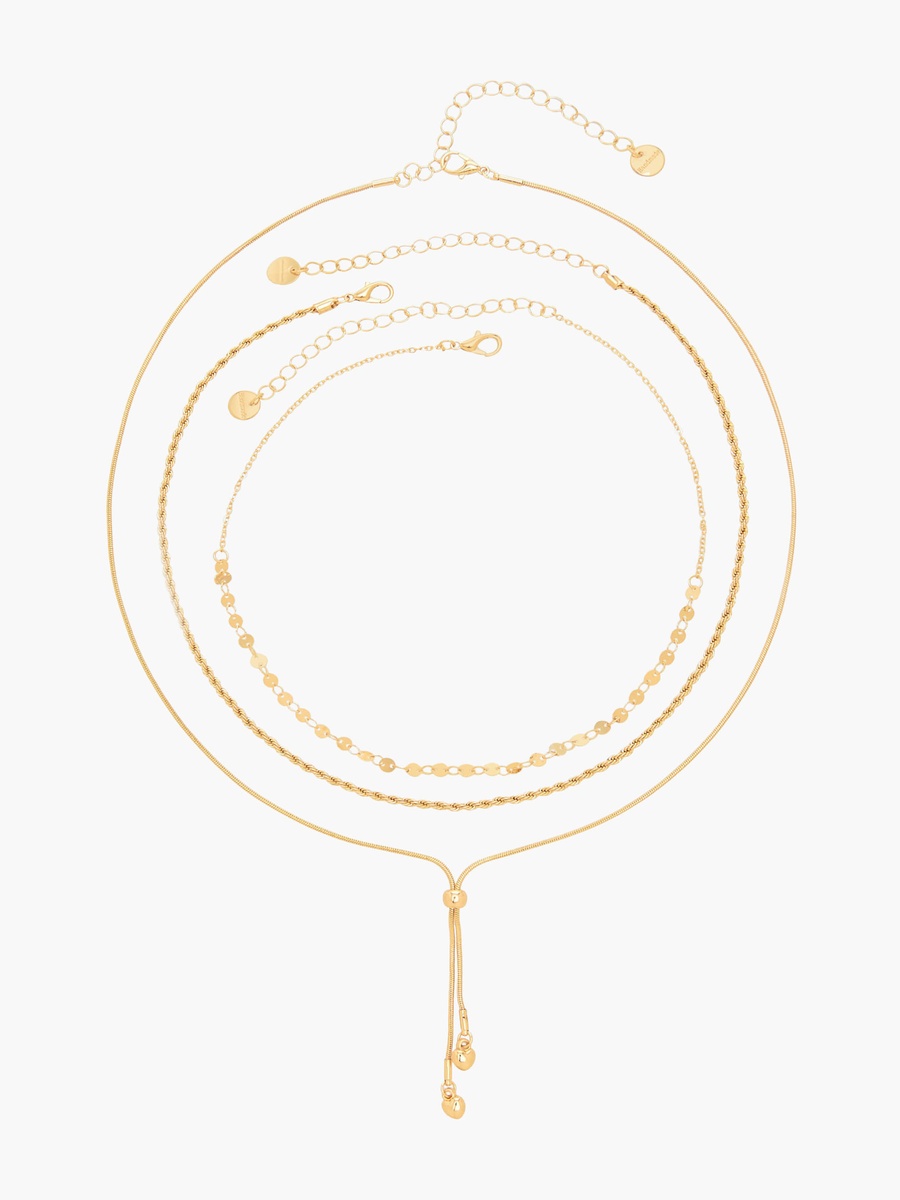 Set of 3 - Gold Tone Necklace with Assorted Design
