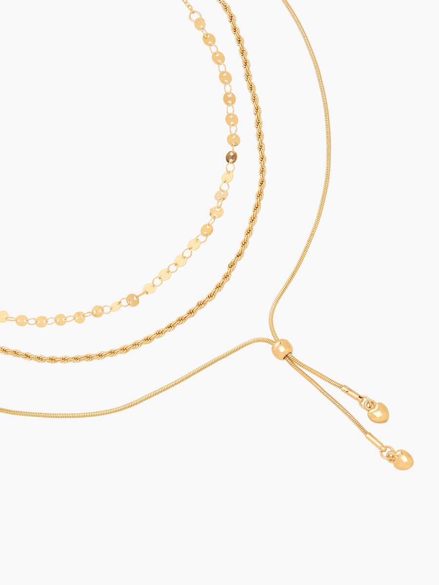 Set of 3 - Gold Tone Necklace with Assorted Design