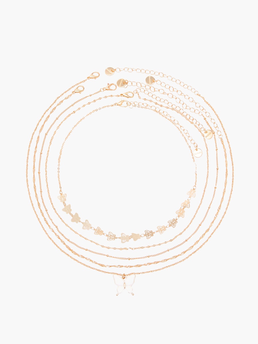 Pack of 5 Gold Tone Necklace with Charm Details