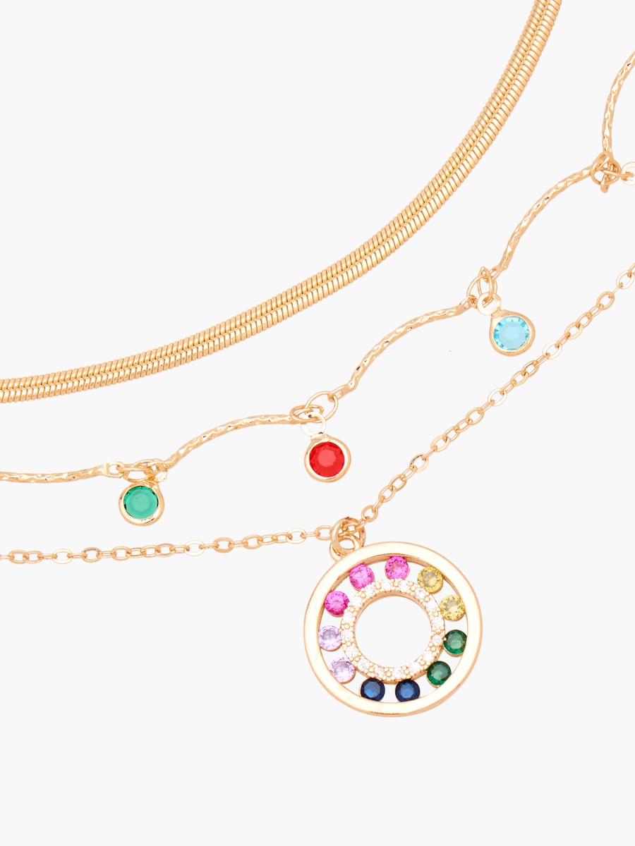 Pack of 3 Gold Tone Necklace with Assorted Design