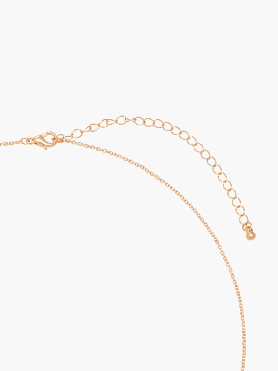 Gold Tone Cubic Zirconia Pendant Necklace with Embellished Design