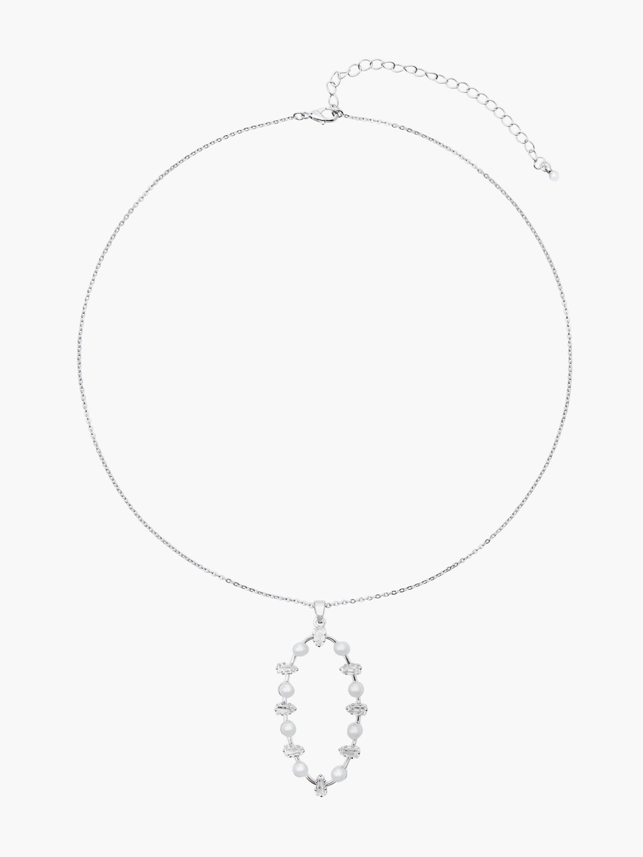 Metal Pendant Necklace with Cubic Zirconia Embellishment