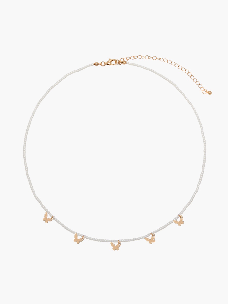 Pearl Necklace with Butterfly Accent