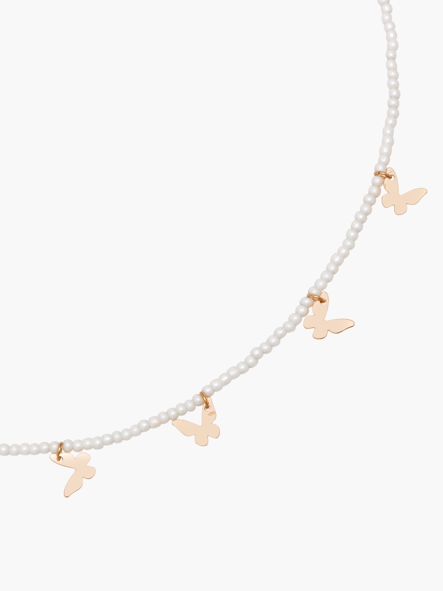 Pearl Necklace with Butterfly Accent