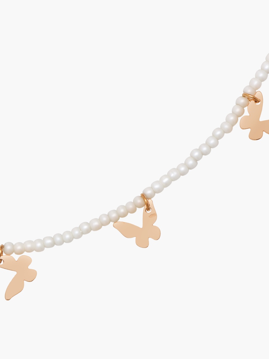 Pearl Necklace with Butterfly Accent